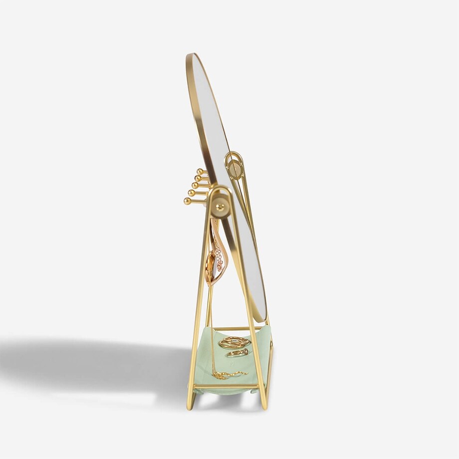 Lusterko Stackers zielono-złote z organizerem na biżuterię