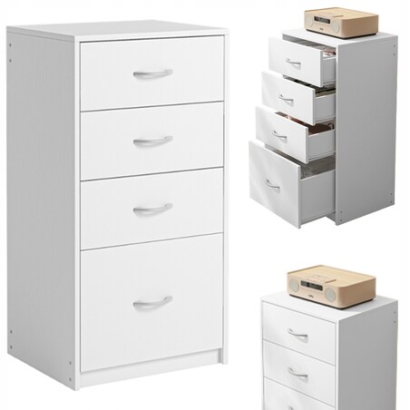Regał z 4 szufladami loft biała komoda szafka biurowy duży 85cm