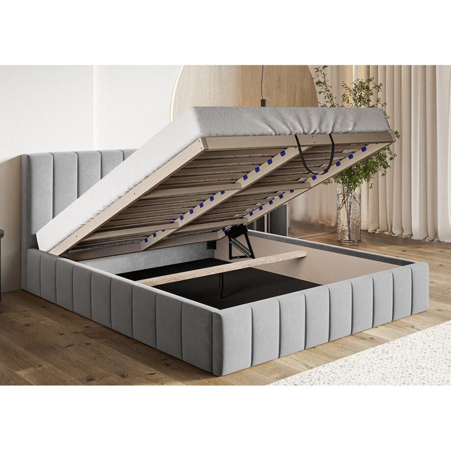 Łóżko sypialniane 160x200 OLDO 10 tapicerowane, z pojemnikiem- grafitowe