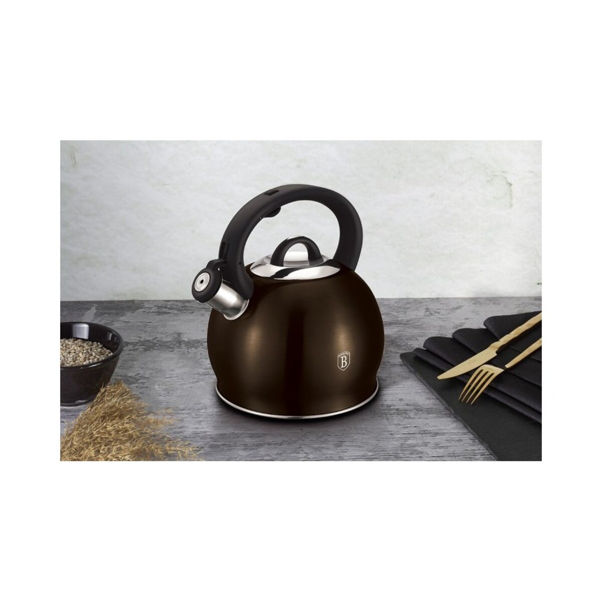 Czajnik 3L czarny stalowy na indukcje i gaz Shiny Black BH-6832