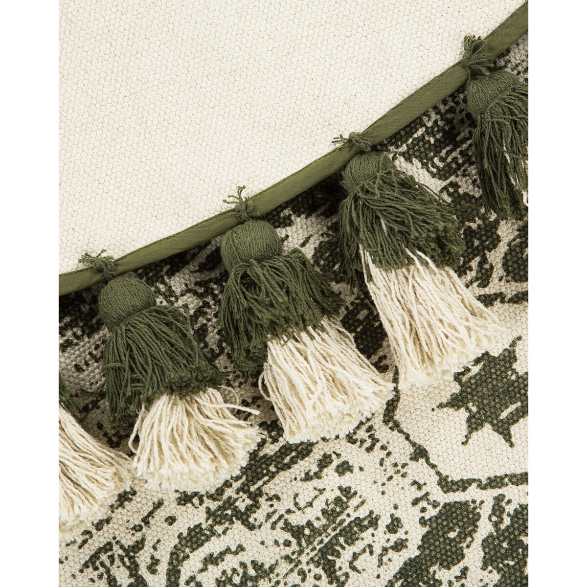 Dywan okrągły bawełniany ø 120 cm kremowo-zielony KAHTA