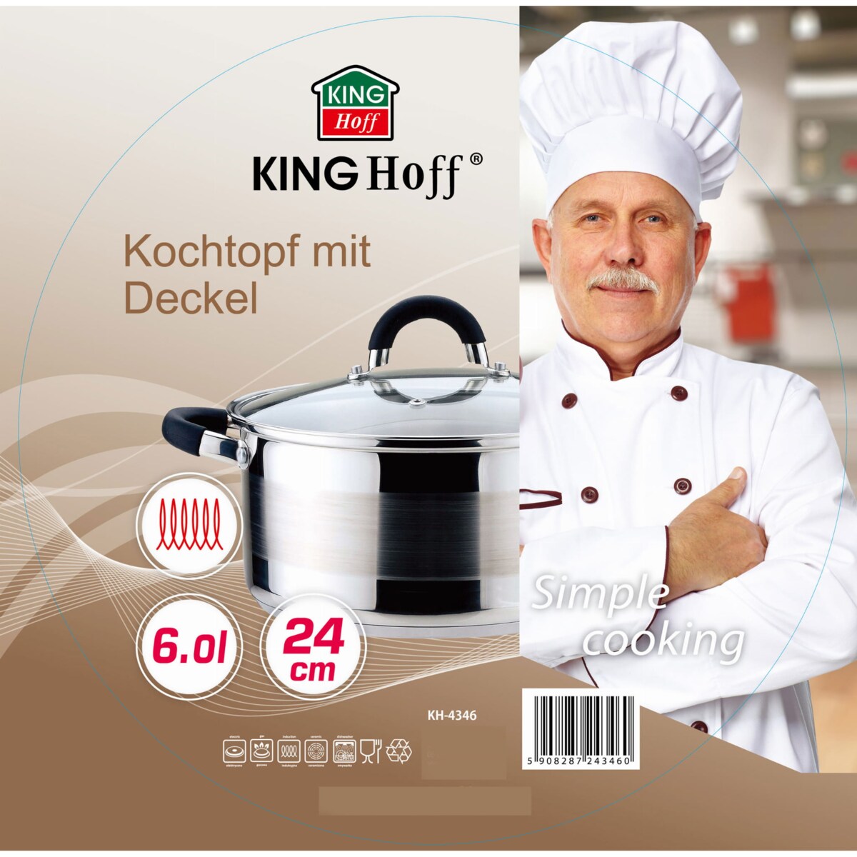 Garnek Z Pokrywą 24Cm Kinghoff Kh-4346 6L