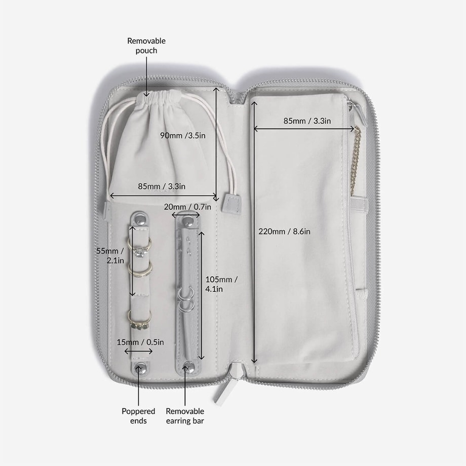 Pudełko podróżne na biżuterię z miejscem na pierścionki Stackers kamienna szarość