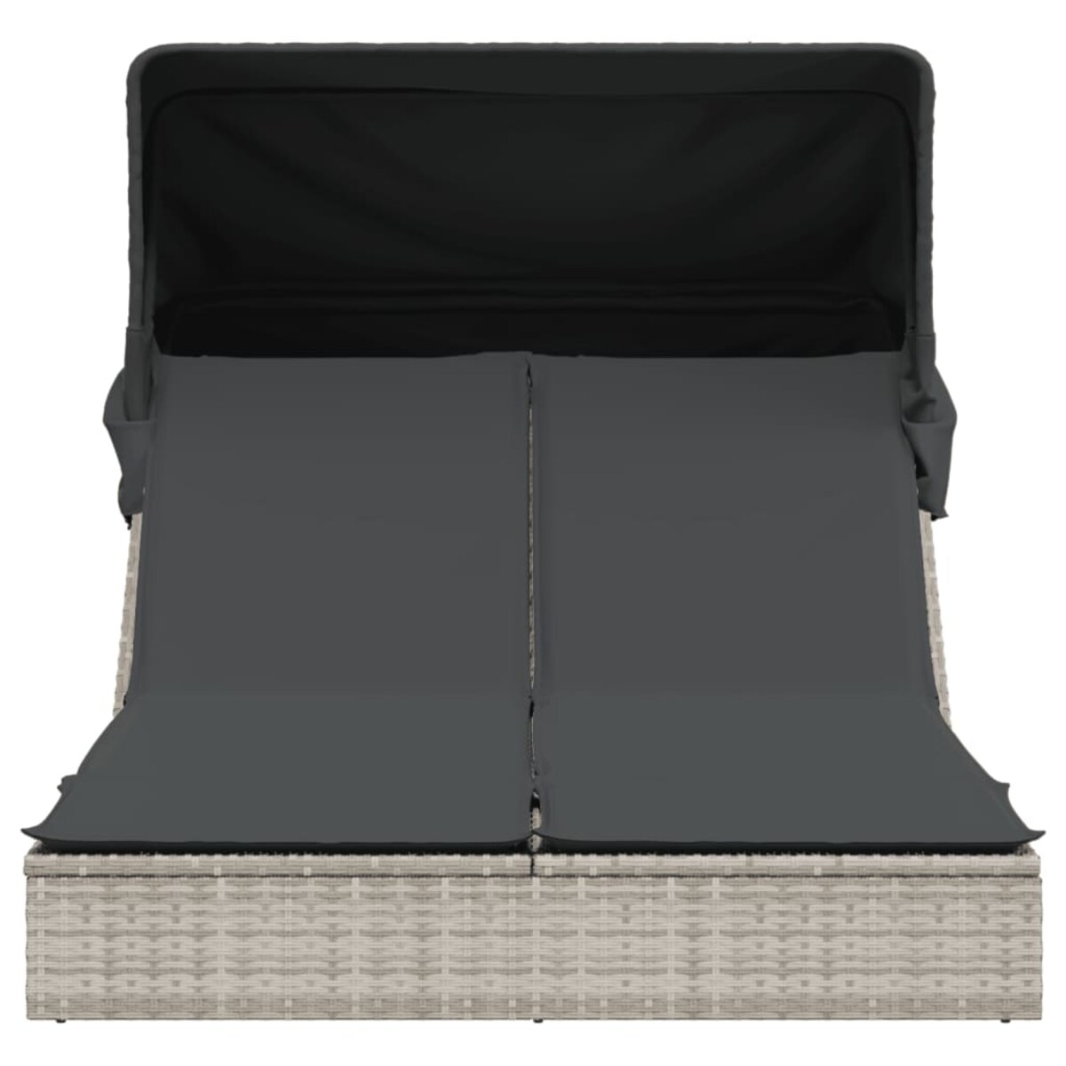 vidaXL Podwójna leżanka z zadaszeniem i poduszkami, jasnoszara