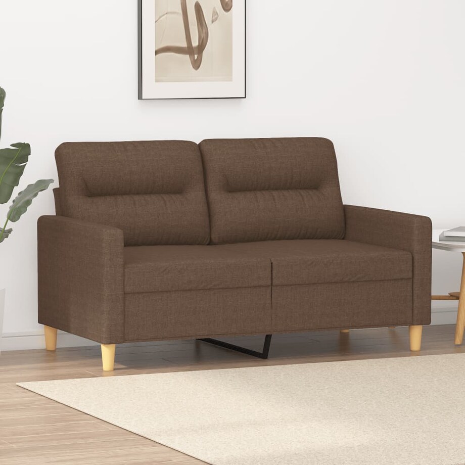 vidaXL Sofa 2-osobowa, brązowa, 120 cm, tapicerowana tkaniną