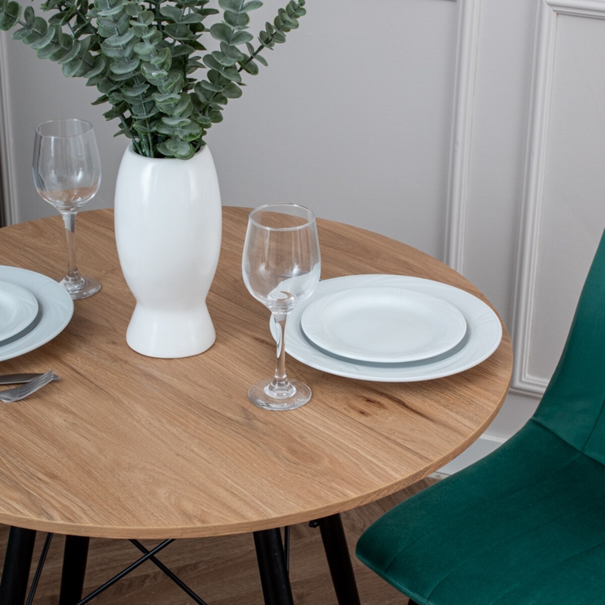 Stół okrągły 80 cm do salonu jadalni blat w kolorze drewna skandynawski