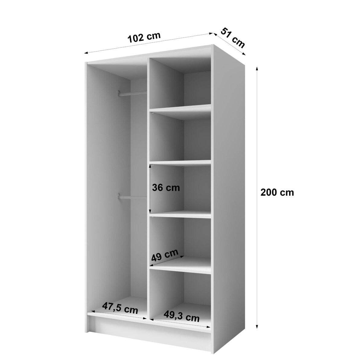 Szafa 100 gładka LUSO z lustrem i złotymi uchwytami, biała