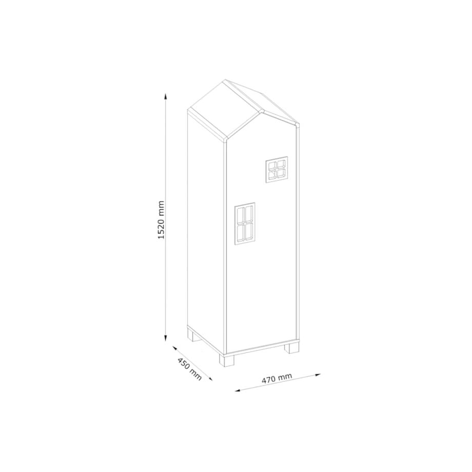 KONSIMO MIRUM Szara szafa z półkami w kształcie domku dla dziecka