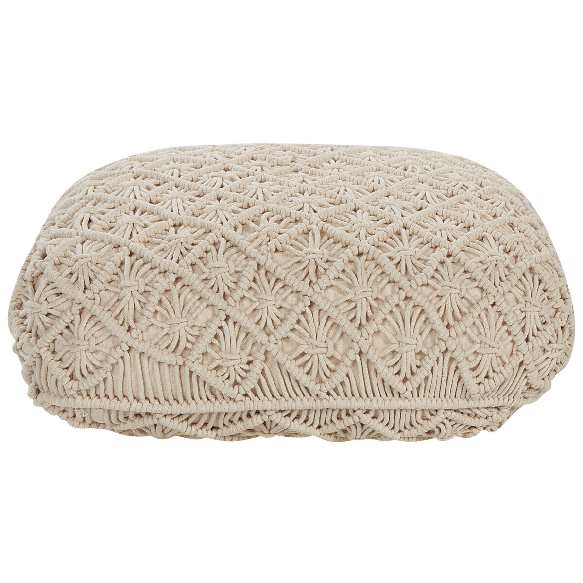 Poduszka podłogowa bawełniana makrama 50 x 50 x 20 cm beżowa BERRECHID