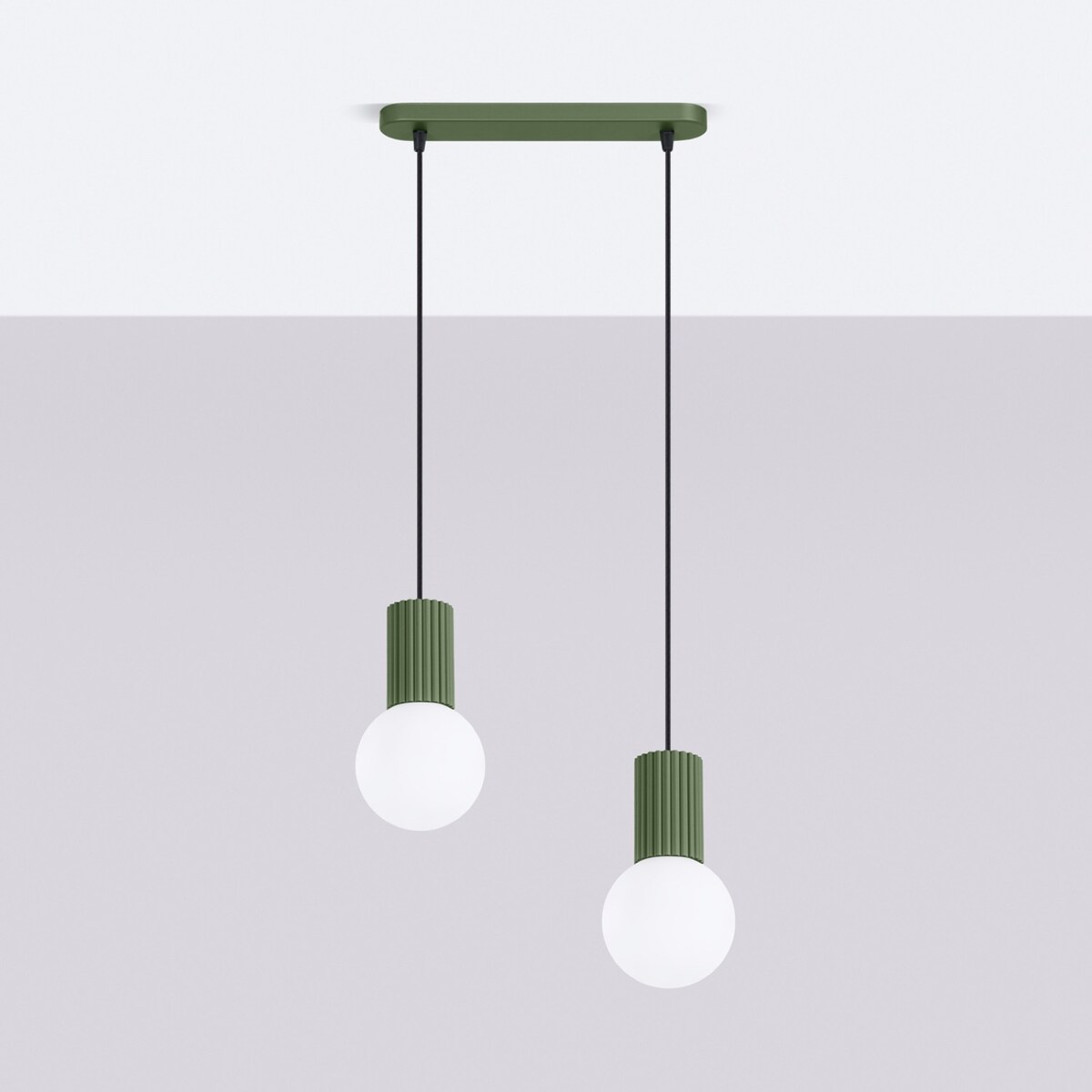 Lampa wisząca HALO 2L zielona oliwka