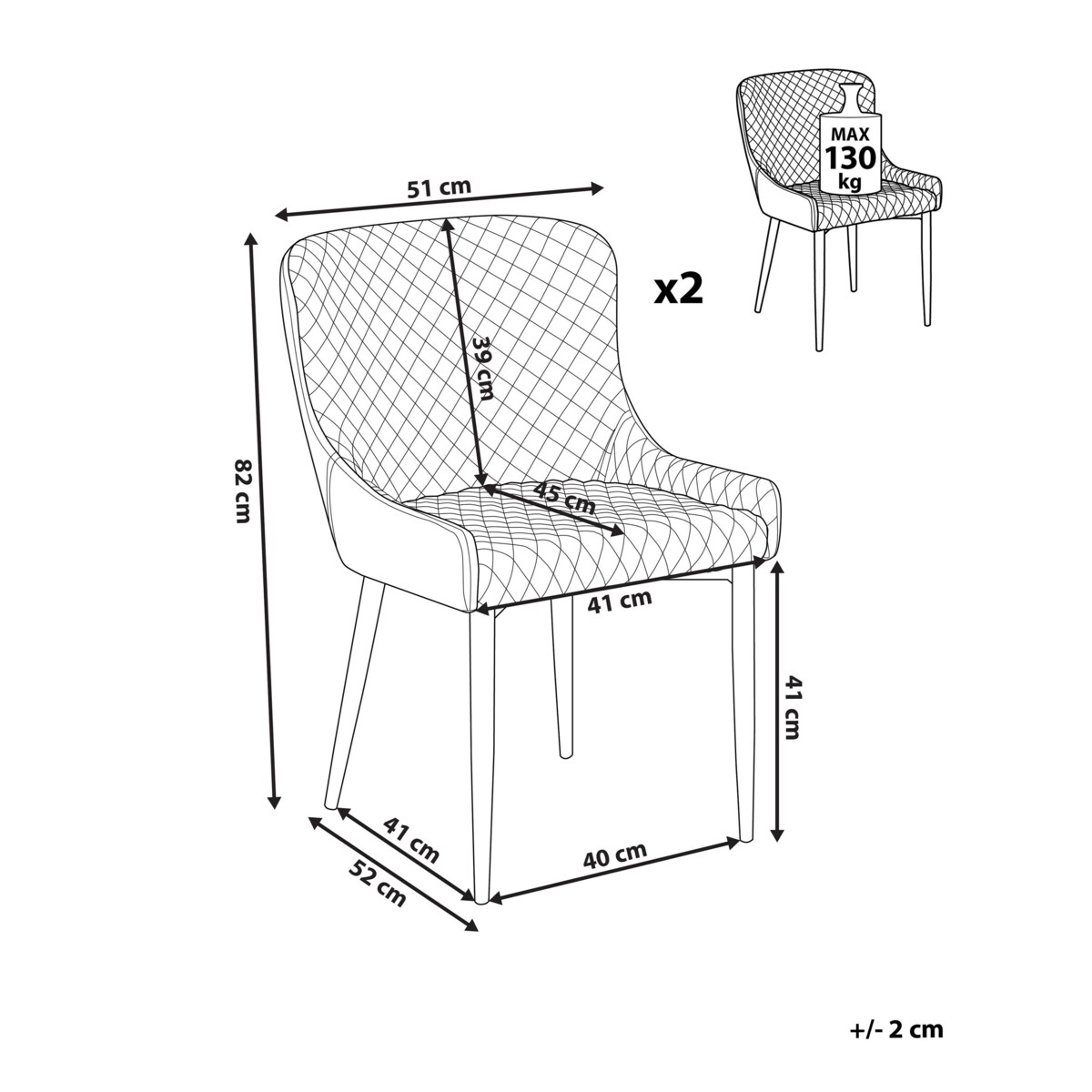 Zestaw 2 krzeseł do jadalni ekoskóra brązowy SOLANO