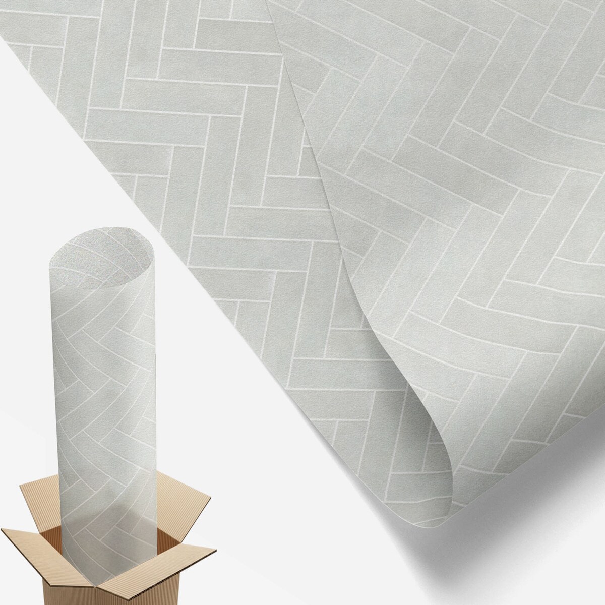 Okleina na szybę dekoracyjna - Subtelny wzór jodełki szarego odcienia - 50x146 cm