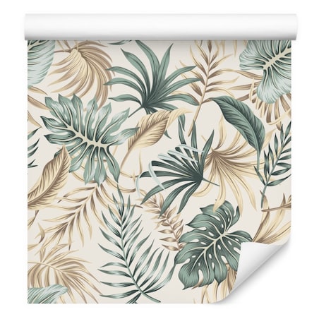 Tapeta LIŚCIE Tropikalne Na Beżowym Tle