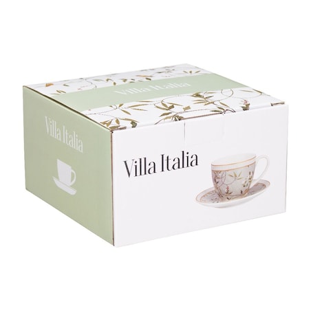 VILLA ITALIA Filiżanka porcelanowa 240 ml ze spodkiem NORIKO GREEN