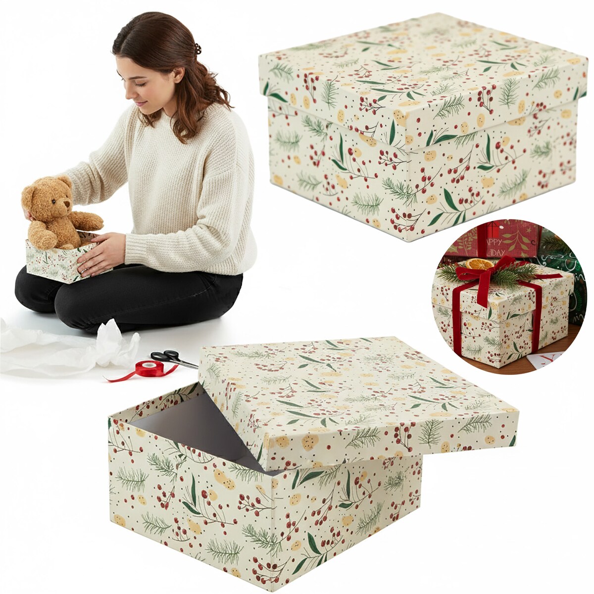 Pudełko Na Prezent Świąteczne Na Boże Narodzenie 14.5X14.5X7 Cm