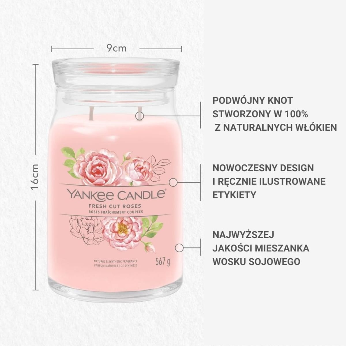 YC SIGNATURE – Świeca duża FRESH CUT ROSES