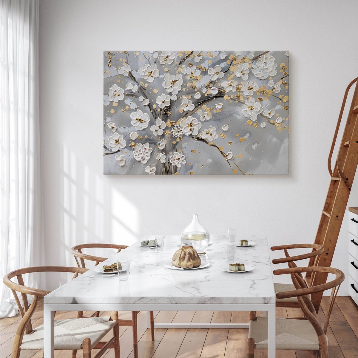 Obraz Ścienny Do Sypialni Salonu Kwiaty Abstrakcja Malarstwo Beton 120x80cm