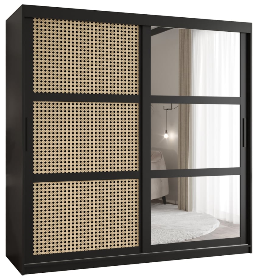 Szafa przesuwna Garderoba PLECIONKA WIEDEŃSKA 2 180 czarny