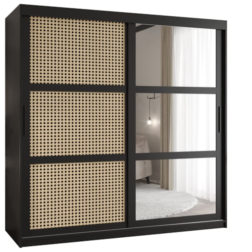 Szafa przesuwna Garderoba PLECIONKA WIEDEŃSKA 2 180 czarny