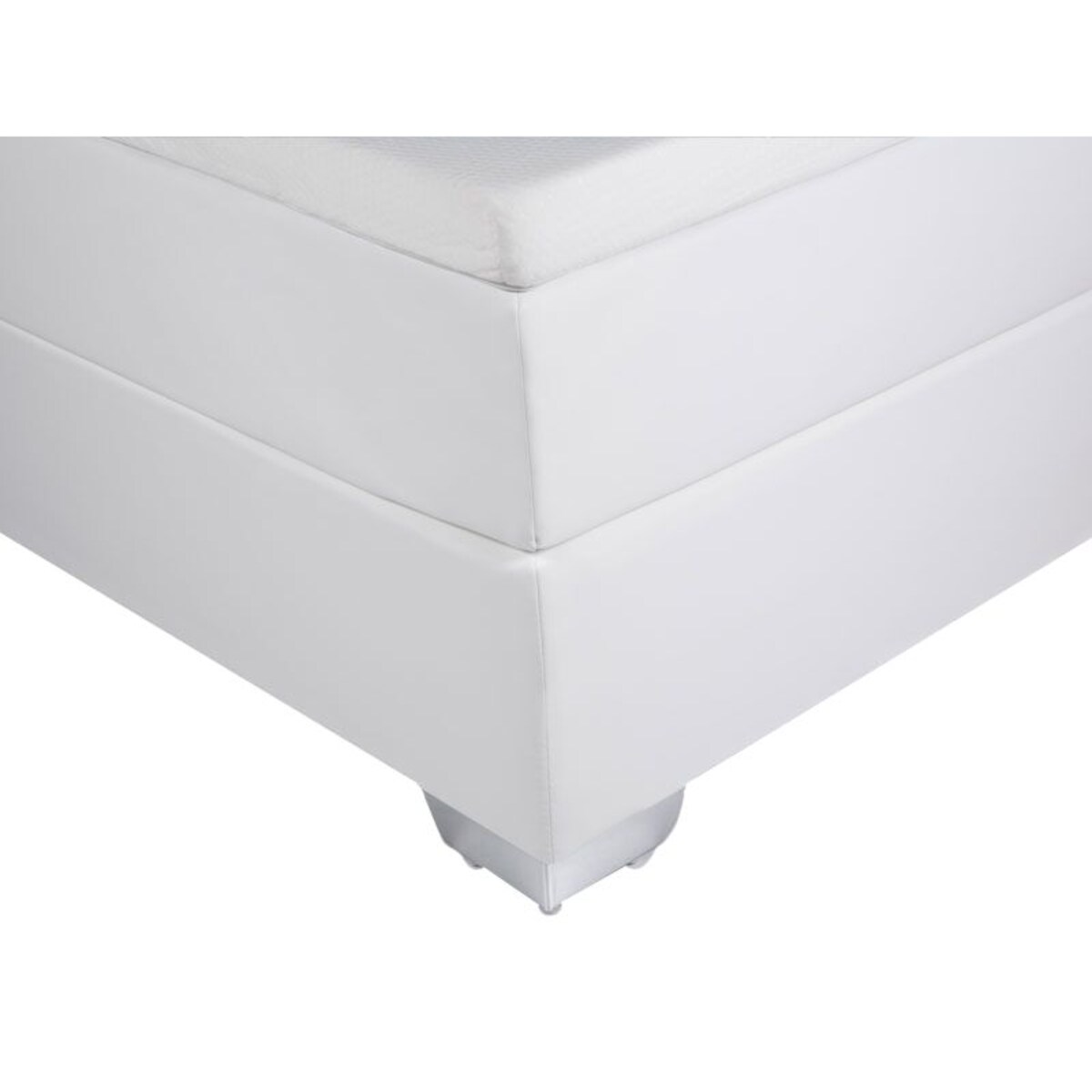 Łóżko kontynentalne ekoskóra 140 x 200 cm białe PRESIDENT