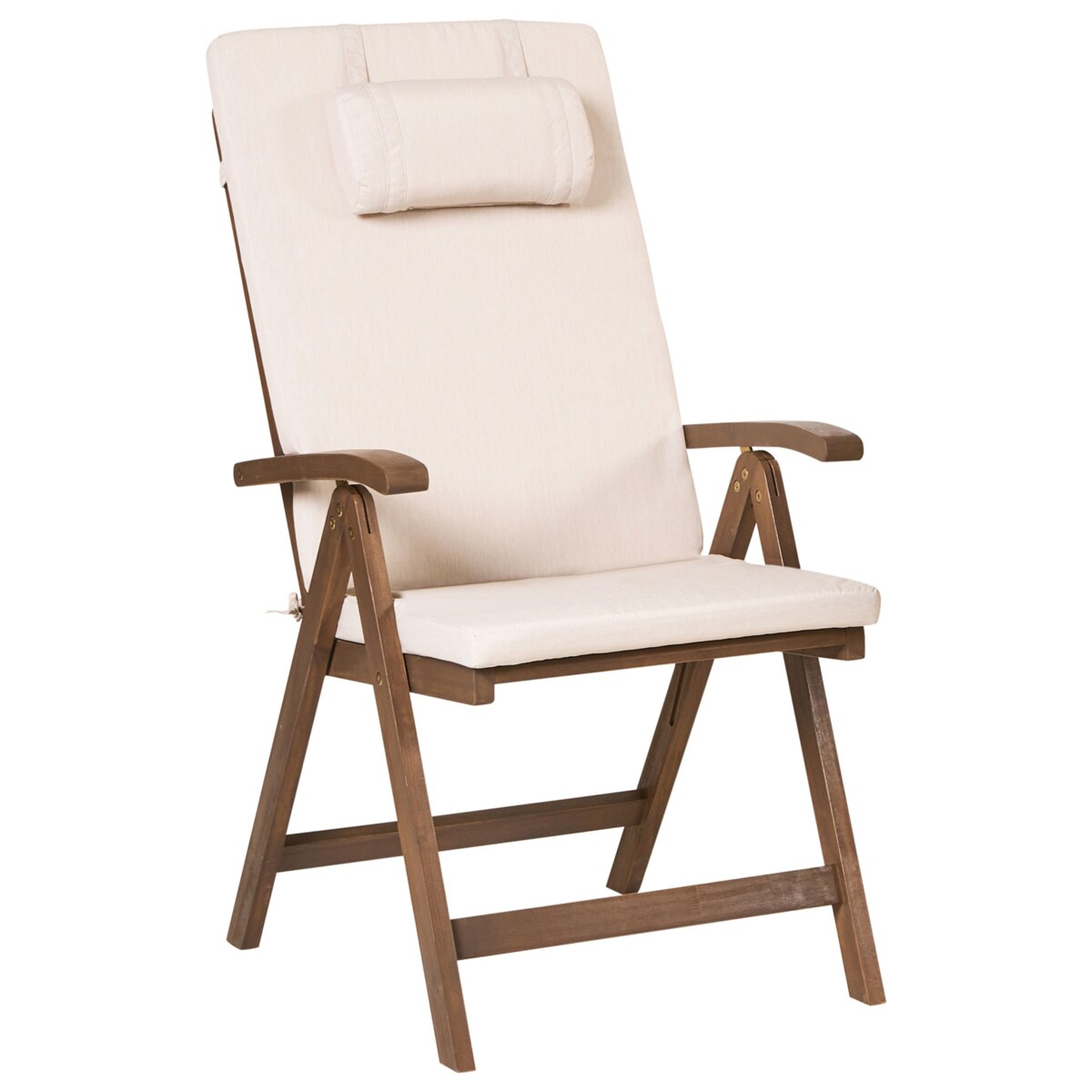 Zestaw 2 krzeseł ogrodowych z poduszkami AMANTEA PREMIUM Drewno akacjowe Jasnobeżowy