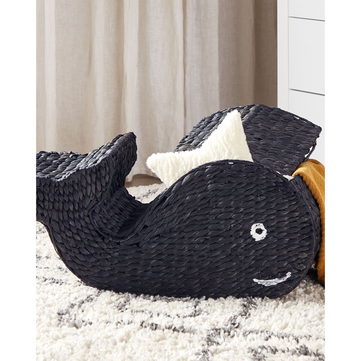 Kosz pleciony wieloryb z hiacyntu wodnego czarny ORANIA