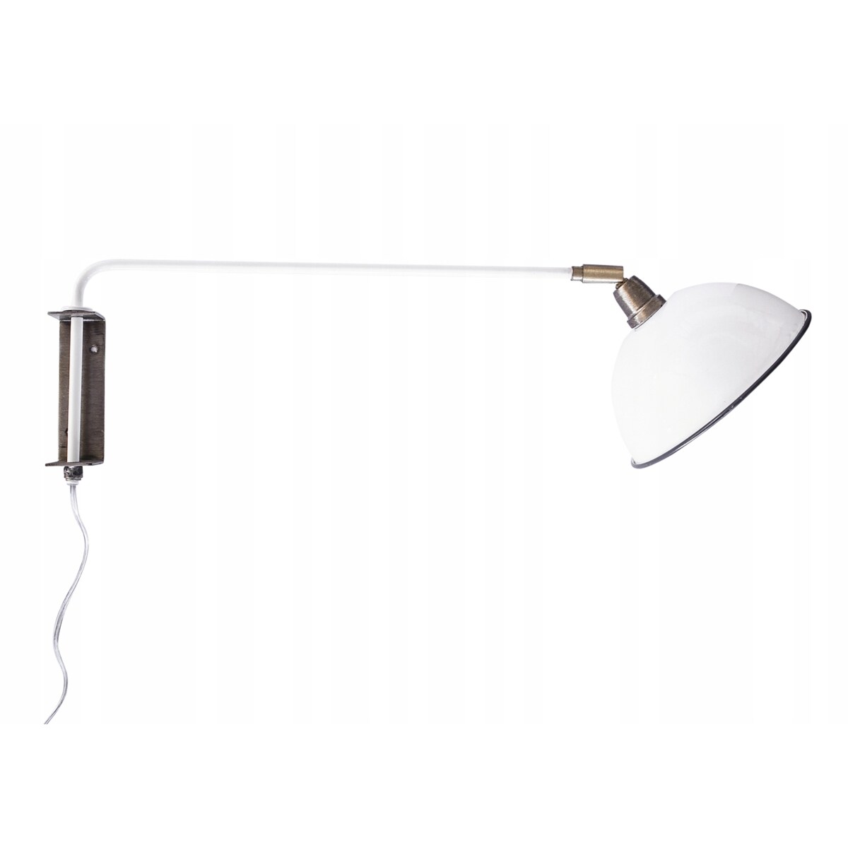 LAMPA ŚCIENNA KINKIET biała z włącznikiem metalowy do salonu sypialni