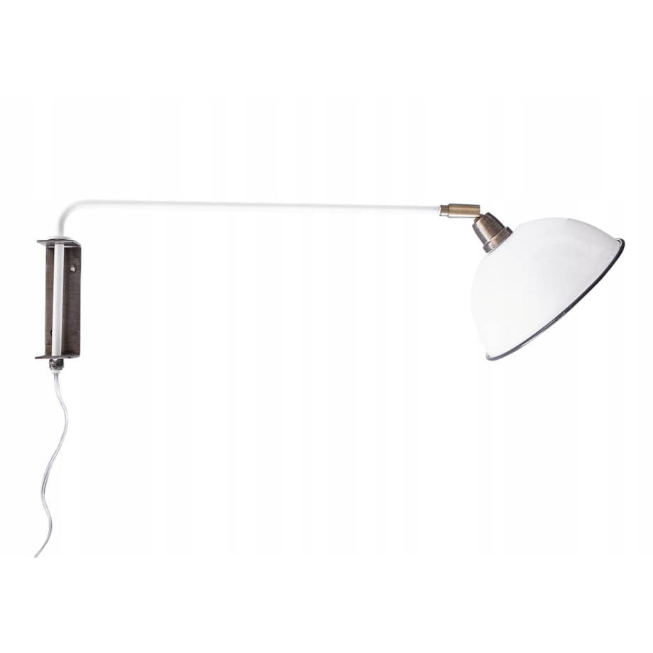 LAMPA ŚCIENNA KINKIET biała z włącznikiem metalowy do salonu sypialni