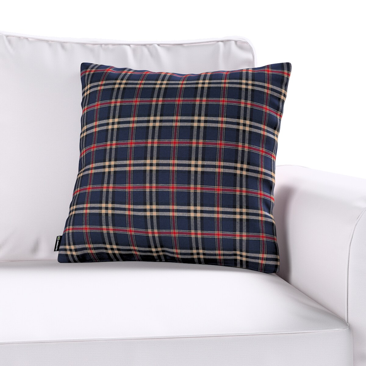 Poszewka Kinga na poduszkę 60x60 granatowo-czerwona kratka