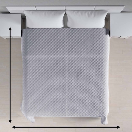 Narzuta pikowana w romby 260x210 srebrzysty szary