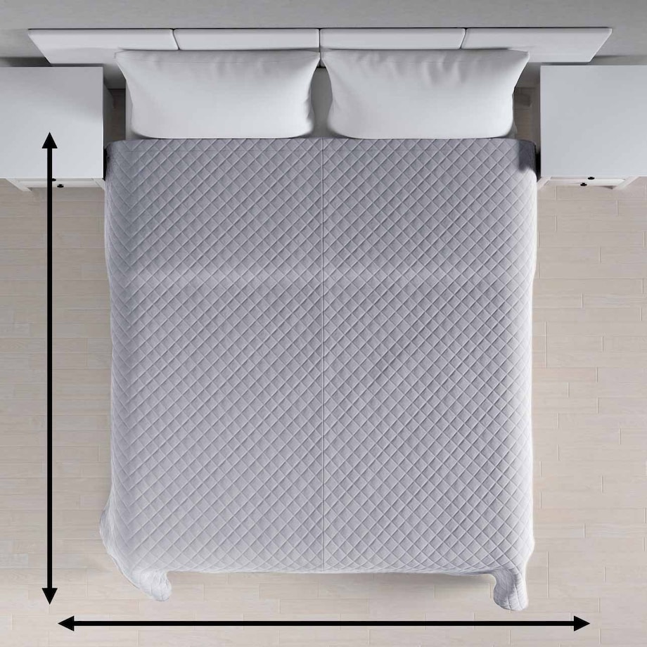 Narzuta pikowana w romby 260x210 srebrzysty szary