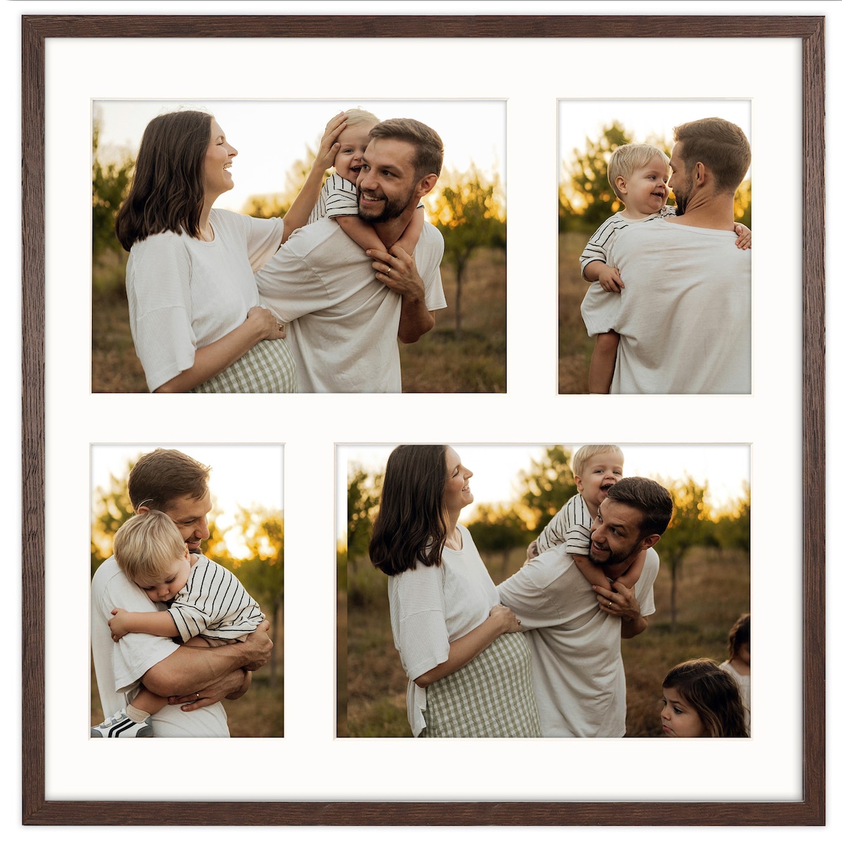 Ramka na 4 zdjęcia 2x 10x15 cm 2x 15x21 cm brązowa foto galeria 40x40 cm FRAMAI