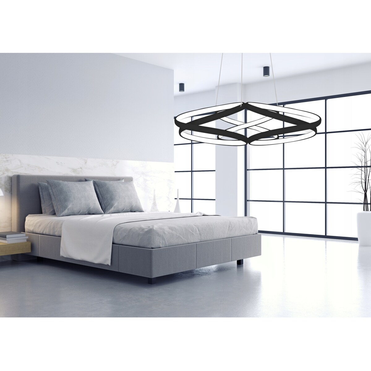 Lampa Sufitowa Wisząca Metal Ring Black Led Pilot