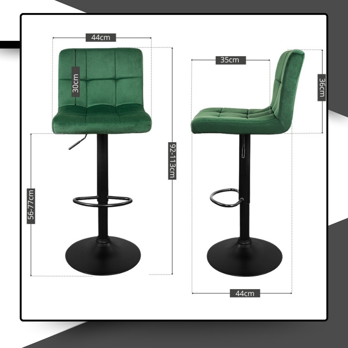 Hoker barowy obrotowy krzesło tapicerowany welurowy regulowany do wyspy