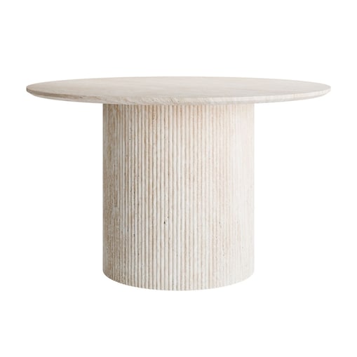 Okrągły stół do jadalni OVI z ryflowaną podstawą, piaskoweic