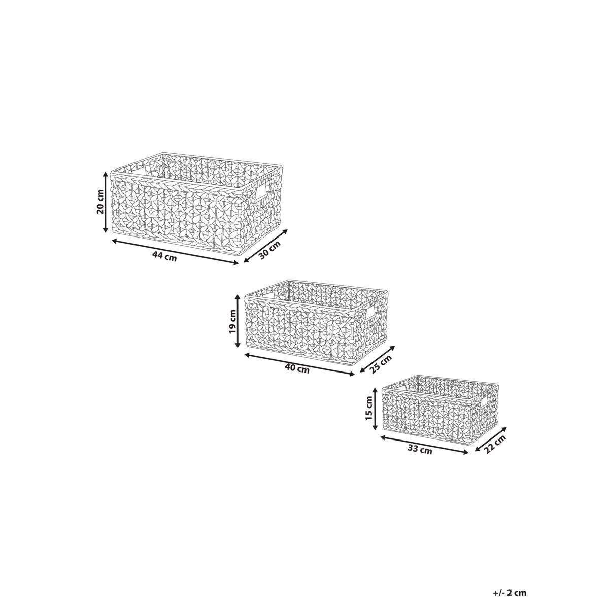 Zestaw 3 koszy z hiacyntu wodnego naturalny MINNOW