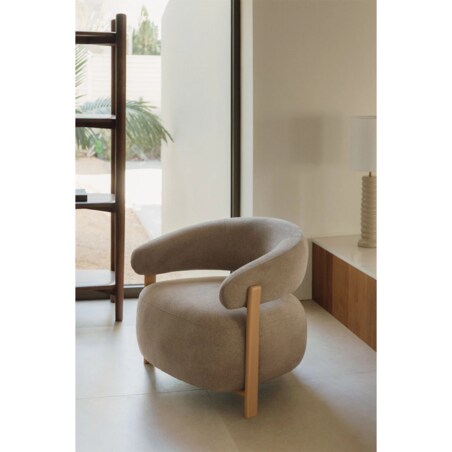 Fotel z tkaniny szenilowej Jolie, szenilowe, kawa z mlekiem