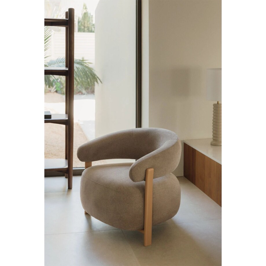 Fotel z tkaniny szenilowej Jolie, szenilowe, kawa z mlekiem