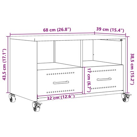 vidaXL Szafka RTV, czarna, 68x39x43,5 cm, stal
