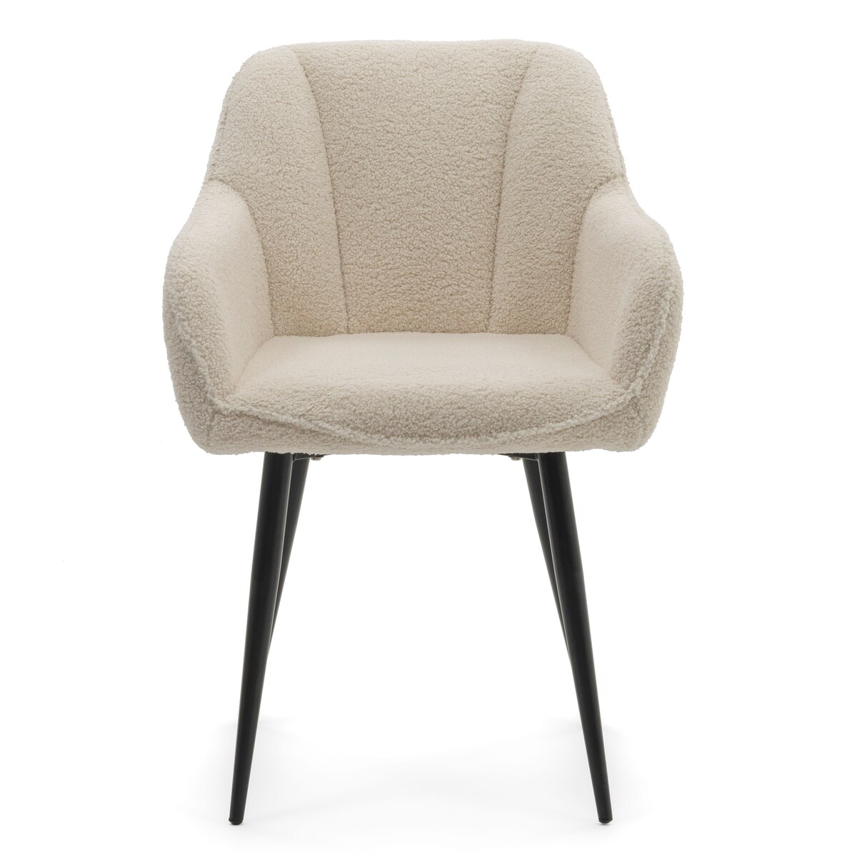 Krzesło tapicerowane welurowe LAGO boucle teddy ecru