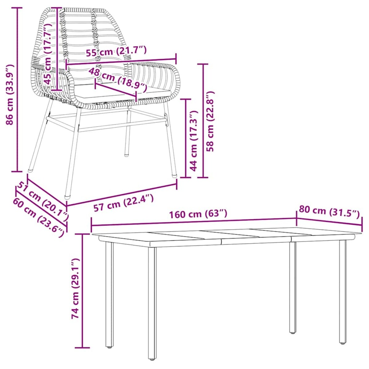 vidaXL 5-cz. zestaw mebli ogrodowych z poduszkami, czarny polirattan