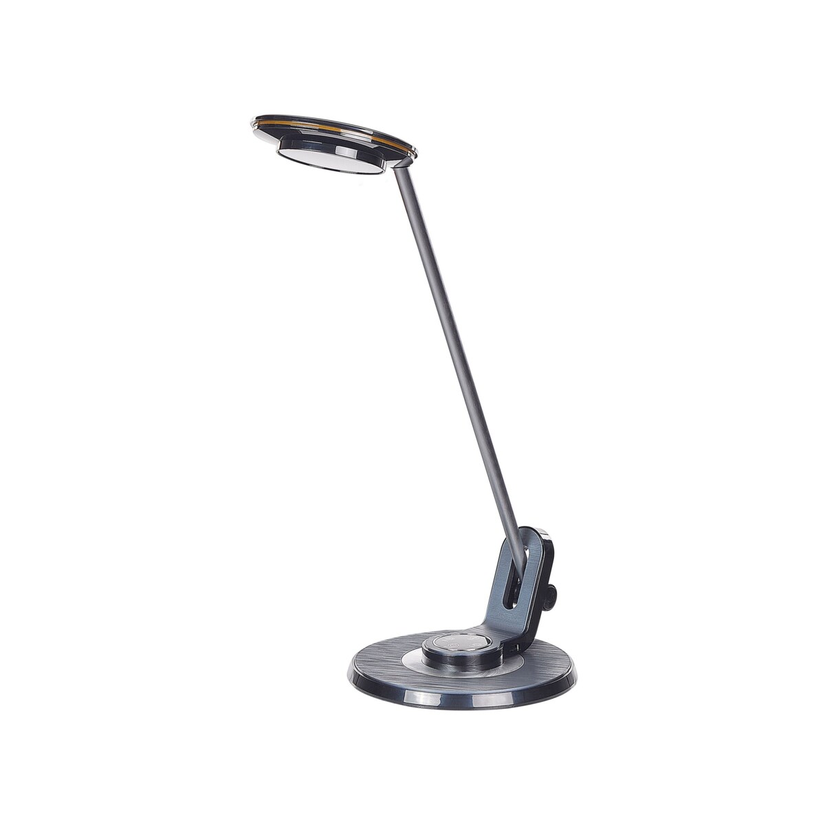 Lampa biurkowa LED metalowa z portem USB srebrno-czarna CORVUS