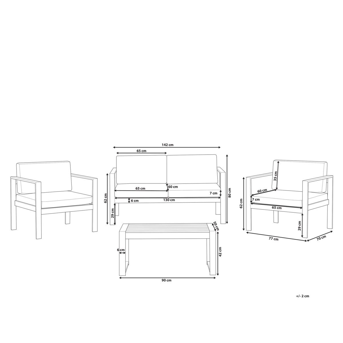 Zestaw ogrodowy 4-osobowy ciemnoszary SALERNO