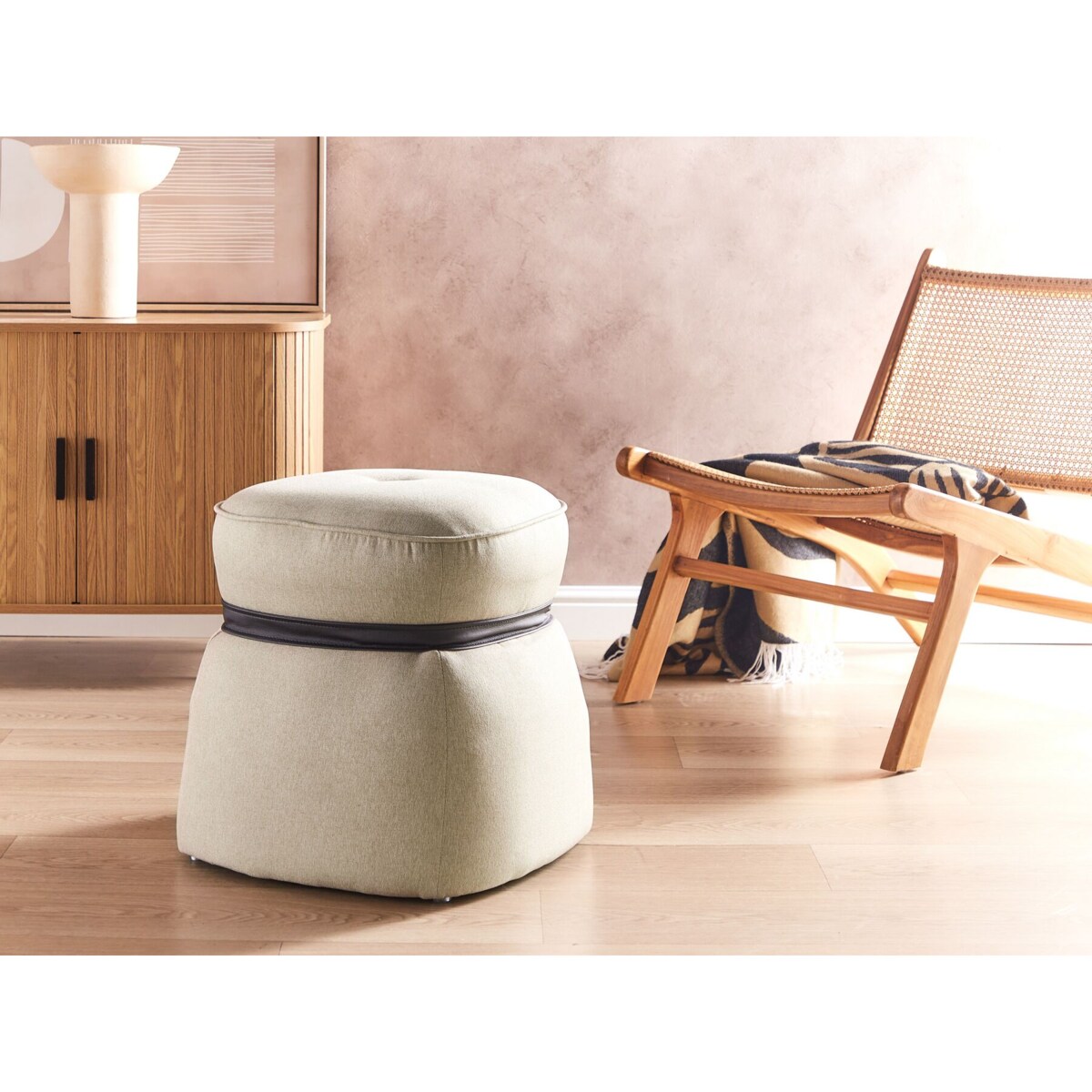 Puf lniany 45 cm beżowy MONTEREY