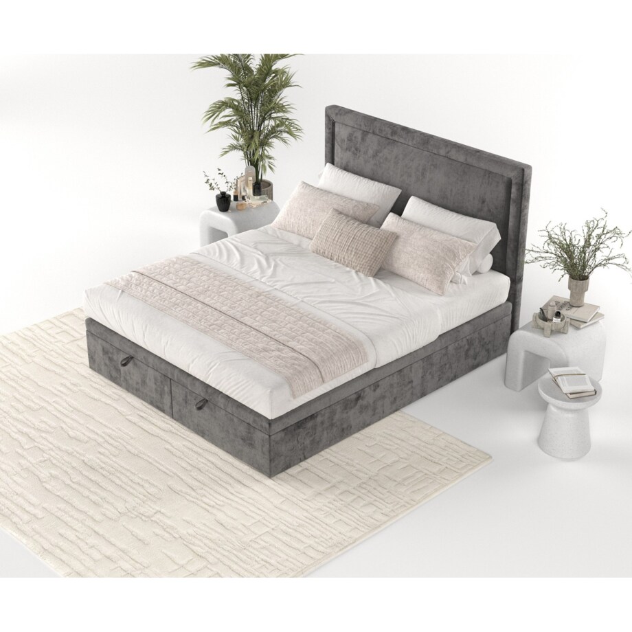 Łóżko tapicerowane SALMA 160x200 z pojemnikiem, Stalowy, tkanina Lotta 16