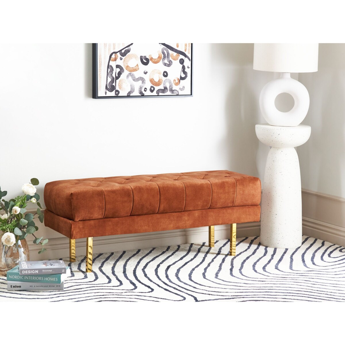 Ławka welurowa czerwona ROSEVILLE