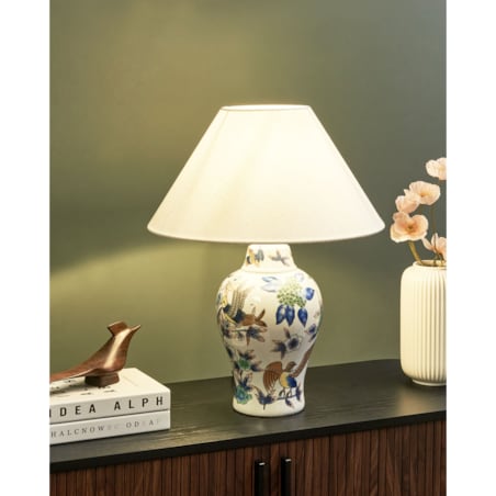 Lampa stołowa MORACA Porcelana Biały/ niebieski