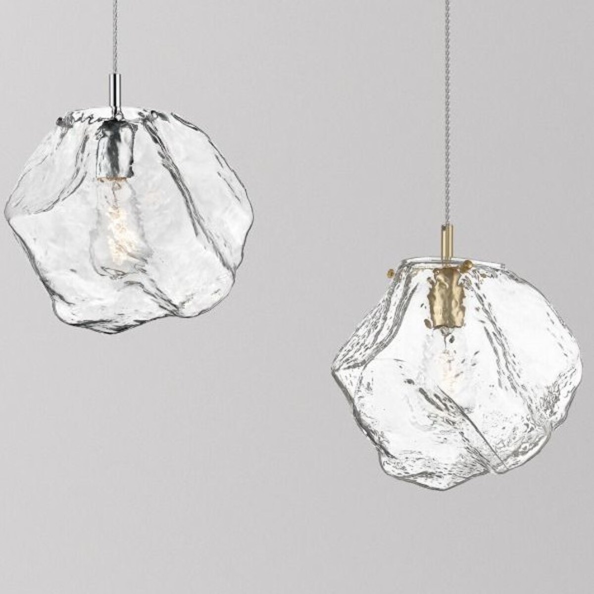 LAMPA wisząca ROCK P0488-01A-F4AC Zumaline szklana OPRAWA kamień zwis chrom przezroczysty