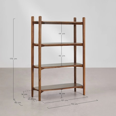 Regał z 4 półkami z drewna mango, 110x170 cm, Gina