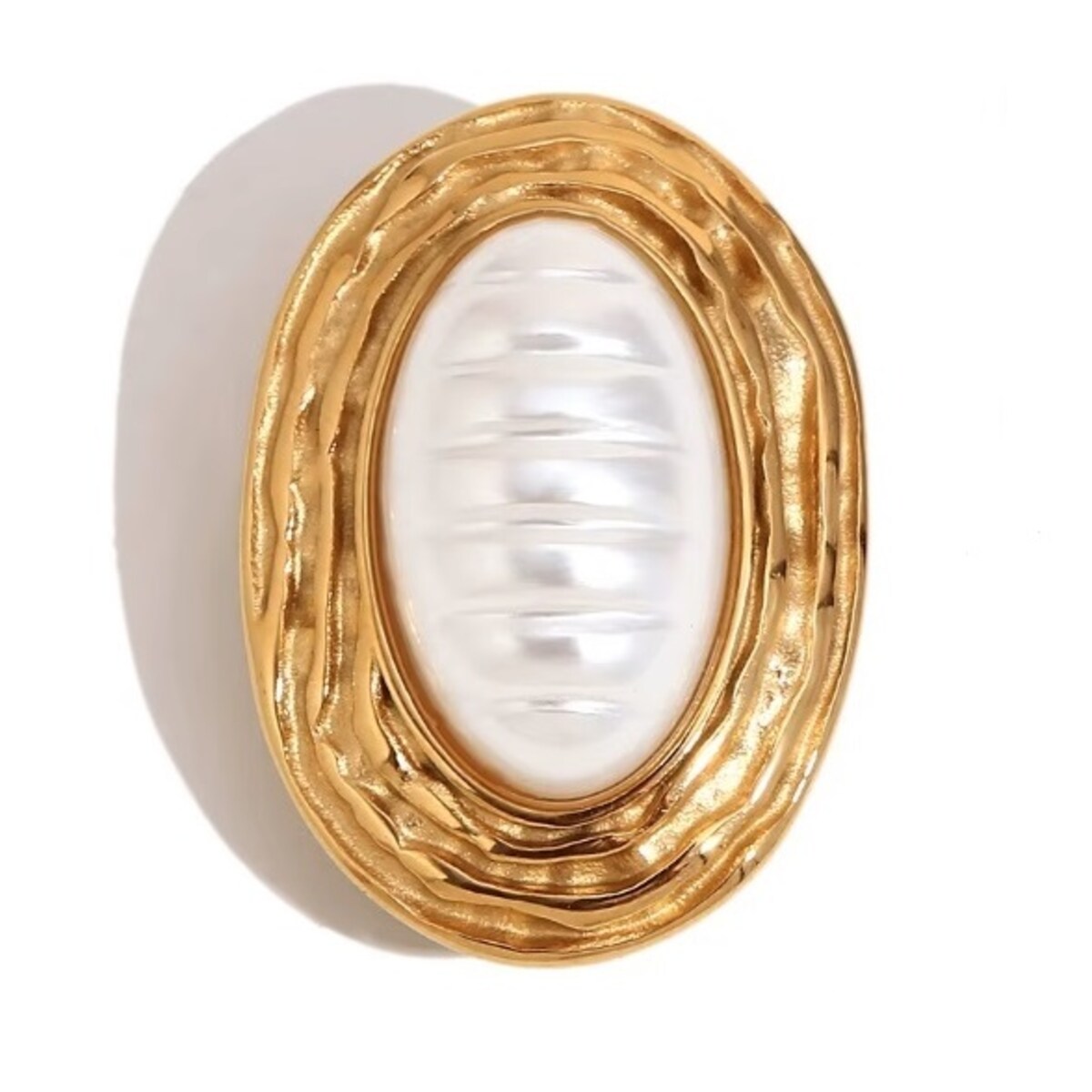 Broszka vintage OLD MONEY złota z perłą elegancka stylowy dodatek spinka